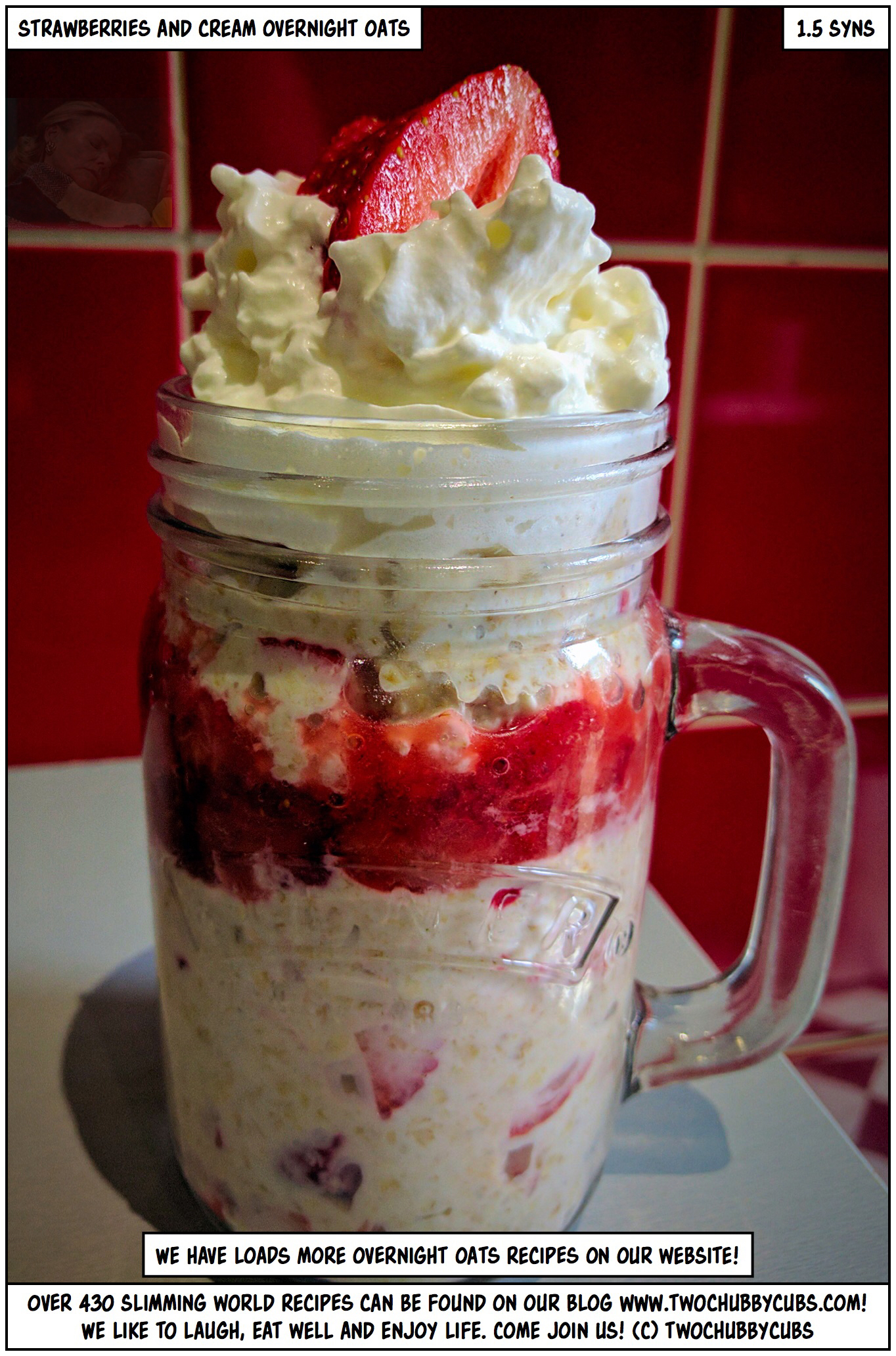 strawberries and cream overnight oats - twochubbycubs