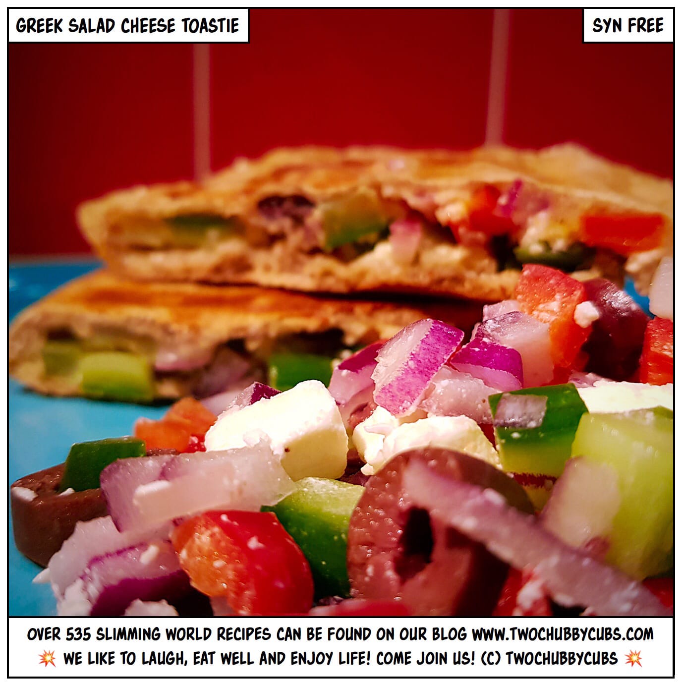 greek salad cheese toastie: syn free snacking twochubbycubs